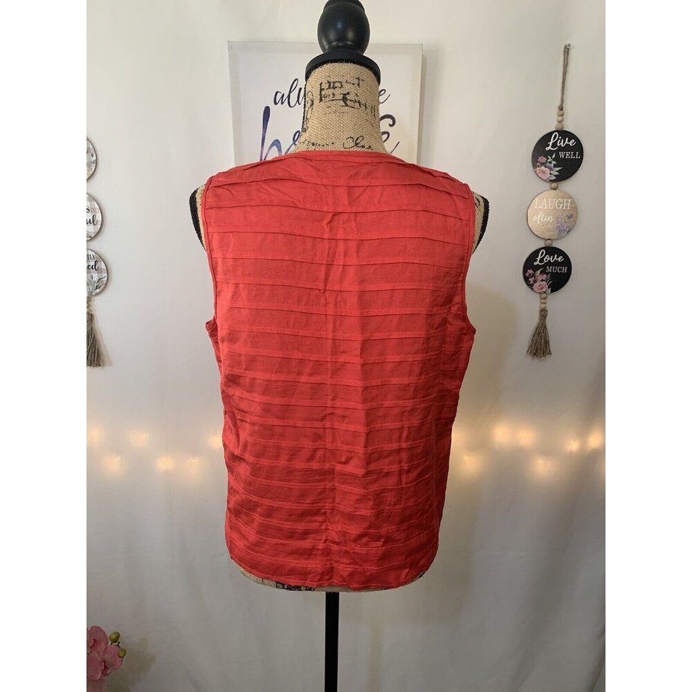(E-133)Cynthia Steffe Women’s Red Sleeveless Blouse Size 12 Elegant Casual Top - Picture 4 of 7